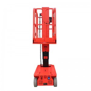 Self-propelled Vertical Boom，Self-Propelled Single Mast Man Lift，Self-Propelled aerial platform portable man lift，self-moving hydraulic aerial work lift