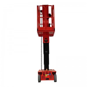 Self-propelled Vertical Boom，Self-Propelled Single Mast Man Lift，Self-Propelled aerial platform portable man lift，self-moving hydraulic aerial work lift