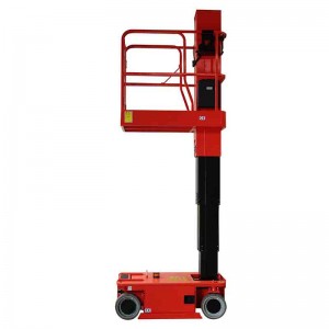 Self-propelled Vertical Boom，Self-Propelled Single Mast Man Lift，Self-Propelled aerial platform portable man lift，self-moving hydraulic aerial work lift